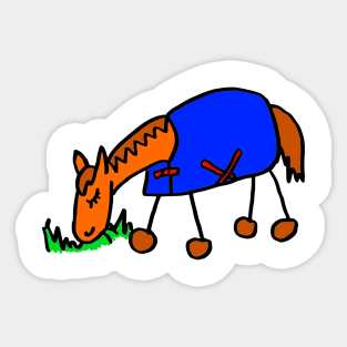 Cartoon Horse in Rug Grazing Sticker